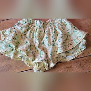 Light Yellow Floral Ruffle Women’s Skorts